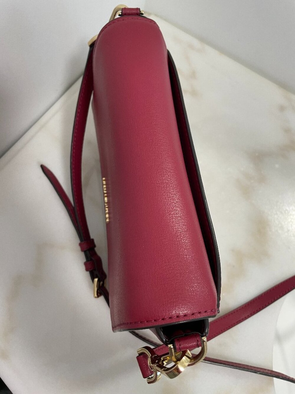 Michael Kors Ellis Medium Flap Messenger/Shoulder Bag Maroon Leather - Picture 4 of 15